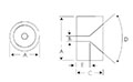 Dimensional Drawing for 0.0020 Inch (in) Inside Diameter (B) and 0.0470 Inch (in) Thickness (C) Standard Precision Sapphire Orifice (24015)